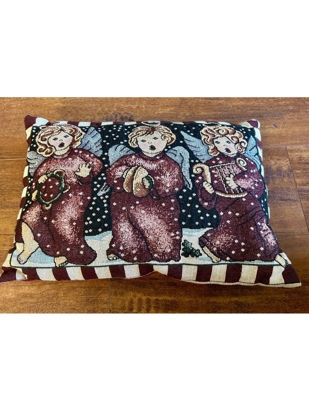 Decorative Christmas Angel Tapestry Throw Pillow